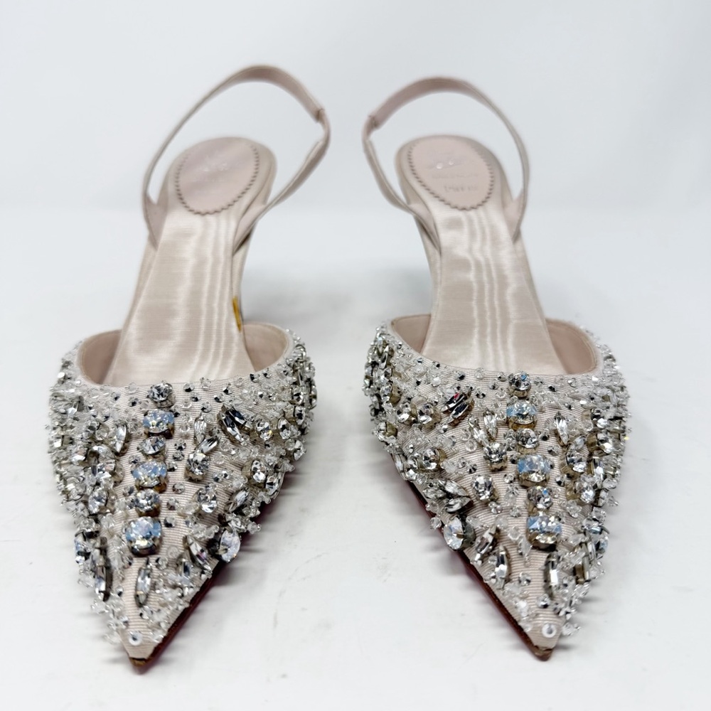 Christian Louboutin Queenissima Sling Crystal Slingback Heels Size 37 - Picture 5 of 14